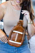Brown PU Leather Football Mini Crossbody Bag