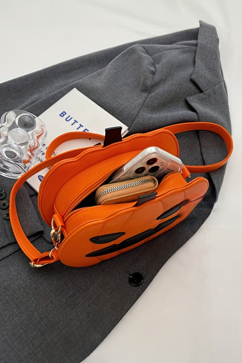 Carrot Halloween Pumpkin PU Shoulder Bag